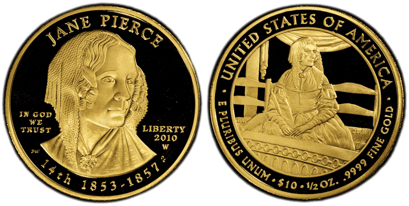 2010 (W) Proof Jane Pierce First Spouse Ten Dollar Gold