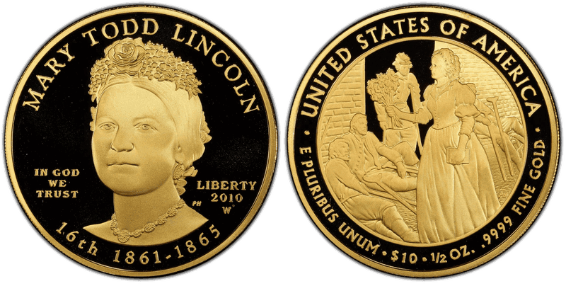 2010 (W) Proof Mary Todd Lincoln First Spouse Ten Dollar Gold