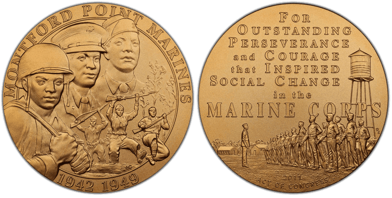 2011 Medal Montford Point Marines Yellow Bronze 76mm
