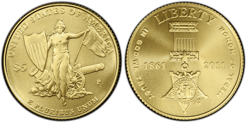 2011 Medal of Honor Commemorative Five Dollar Gold