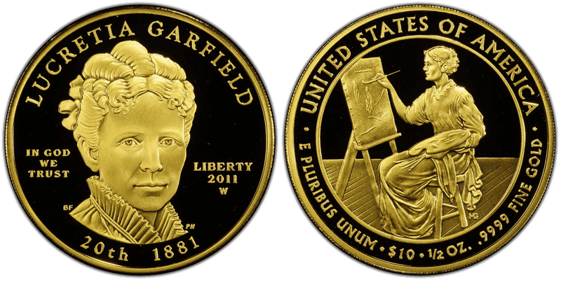 2011 (W) Proof Lucretia Garfield First Spouse Ten Dollar Gold