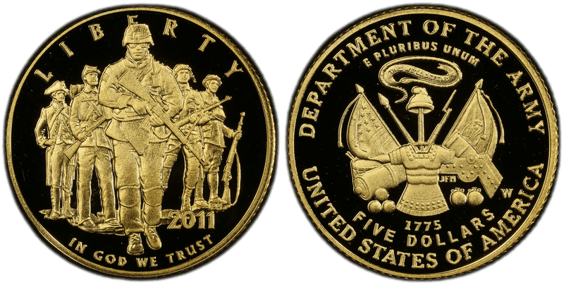 2011 (W) Proof United States Army Commemorative Five Dollar Gold