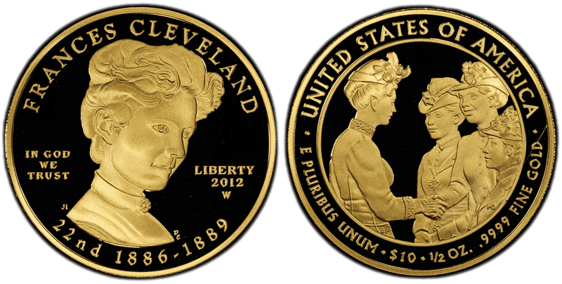 2012 (W) Proof Frances Cleveland 1st First Spouse Ten Dollar Gold