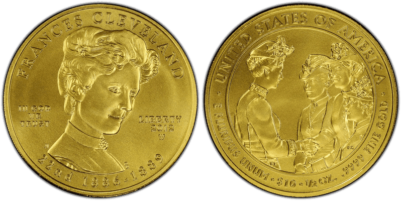 2012 (W) Frances Cleveland 1st First Spouse Ten Dollar Gold