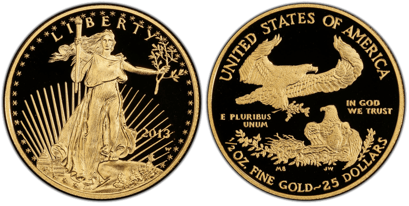 2013 (W) Proof American Eagle Twenty Five Dollar Gold