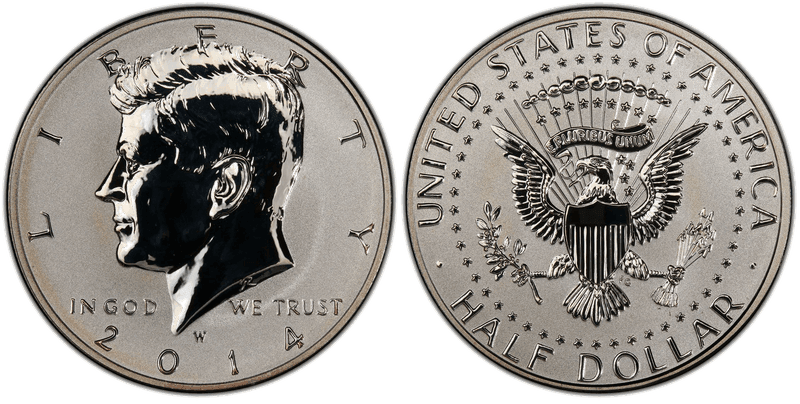 2014 (W) Proof Kennedy Half Dollar - Reverse Proof 50th Anniversary Set