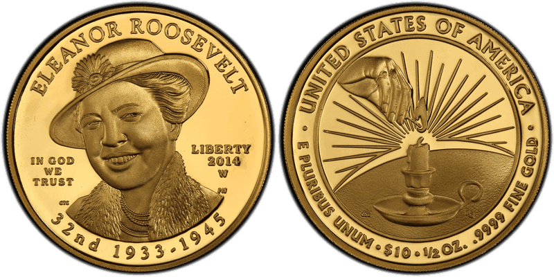 2014 (W) Proof Eleanor Roosevelt First Spouse Ten Dollar Gold