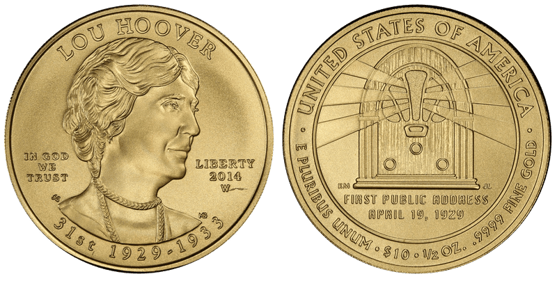 2014 (W) Lou Hoover First Spouse Ten Dollar Gold