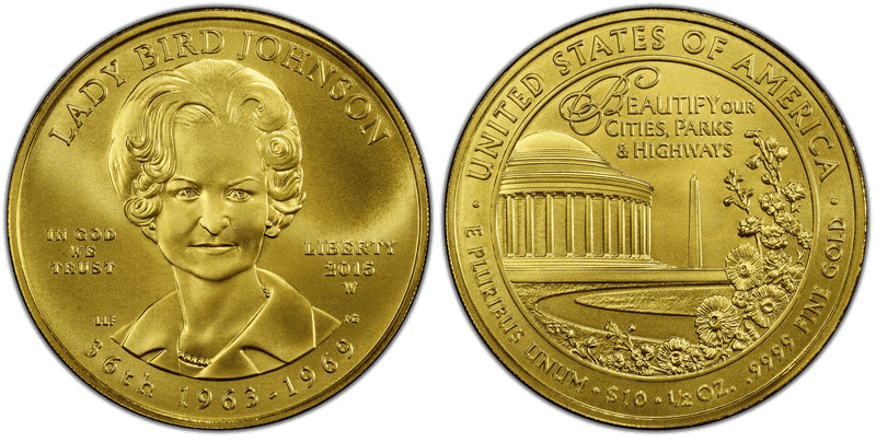 2015 (W) "Lady Bird" Johnson First Spouse Ten Dollar Gold