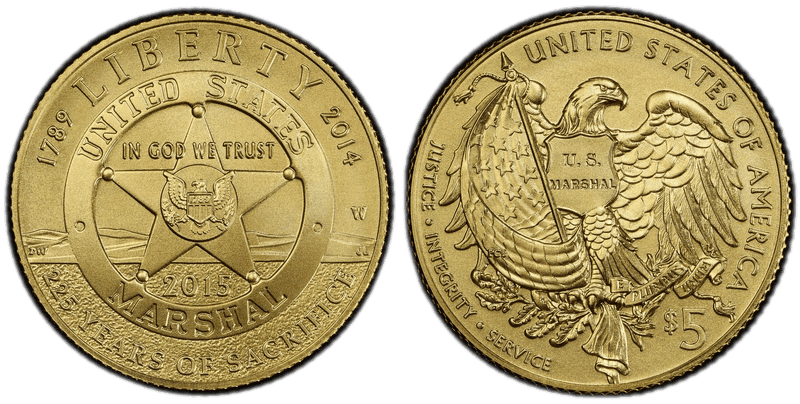 2015 U.S. Marshals Service 225th Anniversary Commemorative Five Dollar Gold