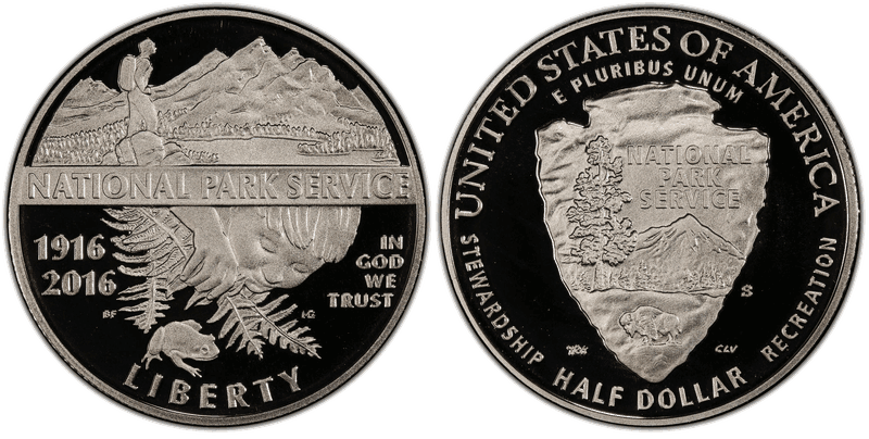 2016 (S) Proof 100th Anniversary National Park Service Commemorative Half Dollar