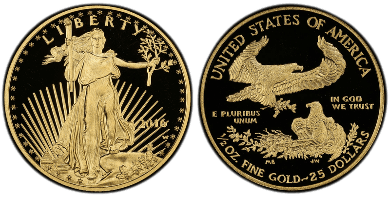 2016 (W) Proof American Eagle Twenty Five Dollar Gold - 30th Anniversary