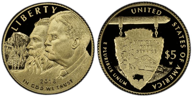 2016 (W) Proof National Park Service 100th Anniversary Commemorative Five Dollar Gold