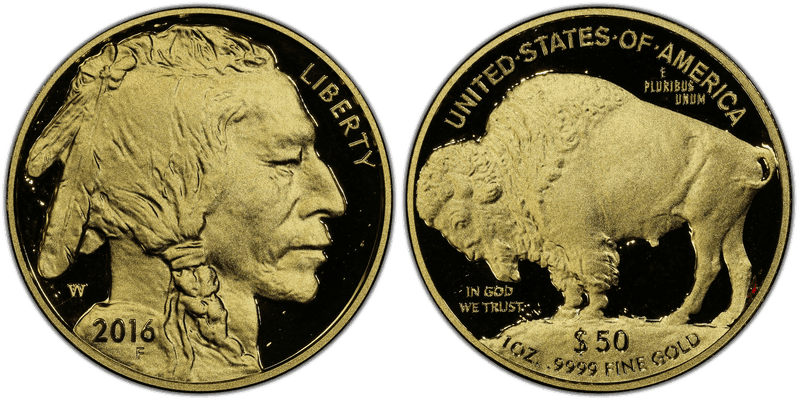 2016 (W) Proof American Buffalo 10th Anniversary .9999 Fine Gold Fifty Dollar