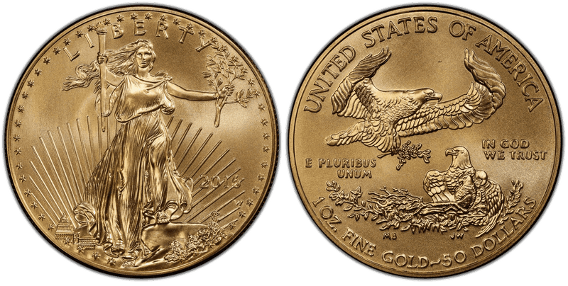 2016 (W) Burnished American Eagle Fifty Dollar Gold - 30th Anniversary