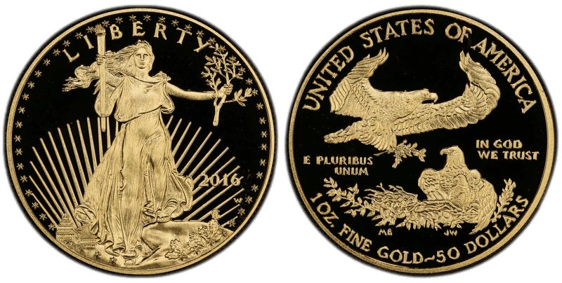 2016 (W) Proof American Eagle Fifty Dollar Gold - 30th Anniversary