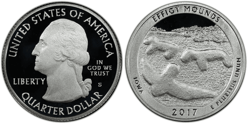 2017 (S) Proof Effigy Mounds National Park Quarter