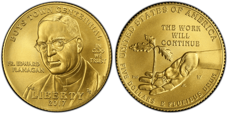 2017 Boys Town Centennial Commemorative Five Dollar Gold