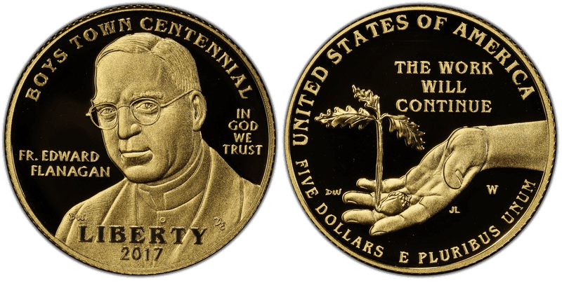2017 (W) Proof Boys Town Centennial Commemorative Five Dollar Gold