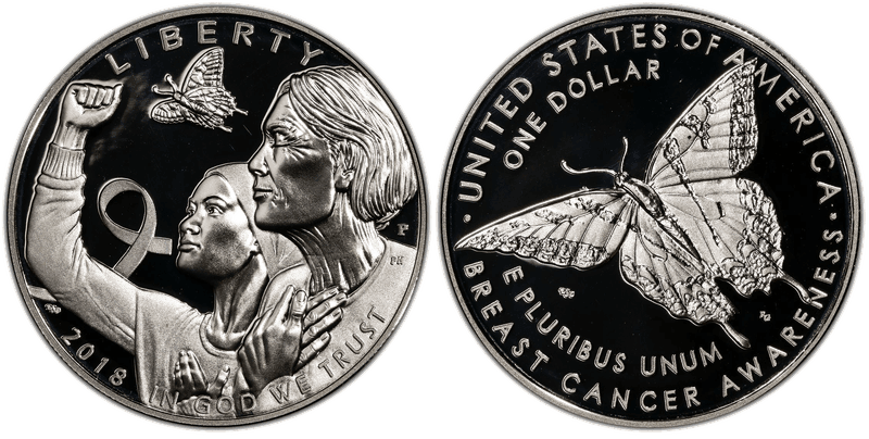 2018 (P) Proof Breast Cancer Awareness Dollar