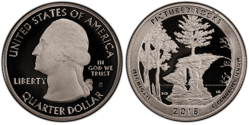 2018 (S) Proof Pictured Rocks NP-Silver Quarter
