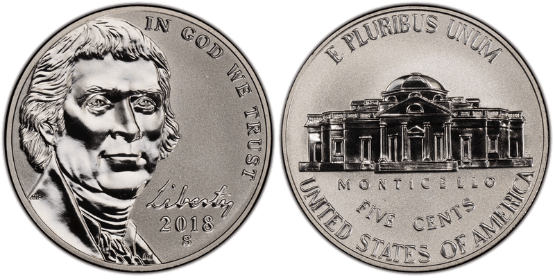 2018 (S) Proof Jefferson Nickel - Reverse Proof 50th Anniversary Set