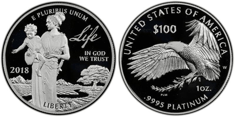 2018 (W) Proof American Eagle One Hundred Dollar Platinum - Life