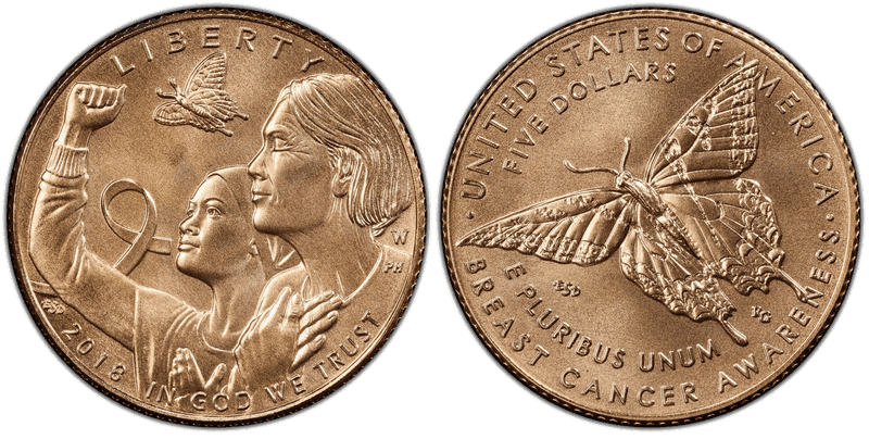 2018 Breast Cancer Awareness Commemorative Five Dollar Gold