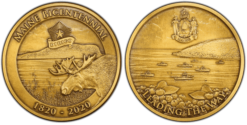 2020 Medal Maine Bicentennial Matte Brass 45mm