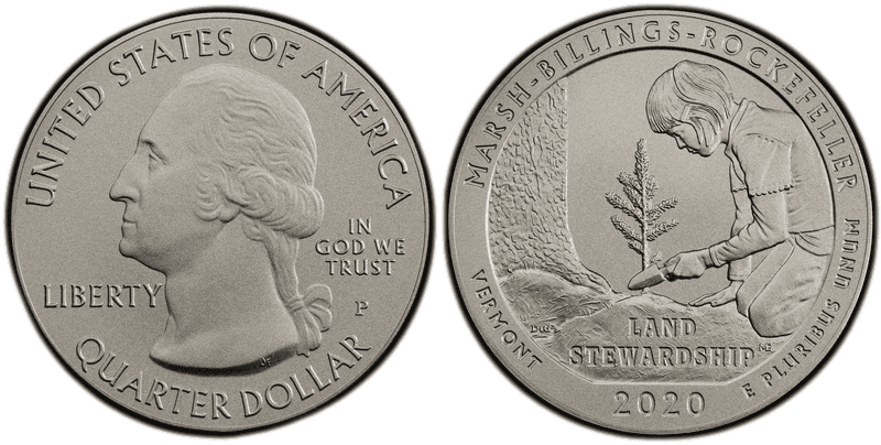 2020 (P) Burnished Marsh-Billings-Rockefeller National Park 5 oz Silver Quarter