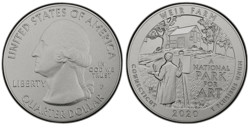 2020 (P) Burnished Weir Farm National Park 5 oz Silver Quarter