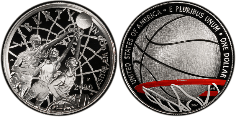 2020 Proof Basketball Hall of Fame 1st Official Colorized U.S. Coins Dollar