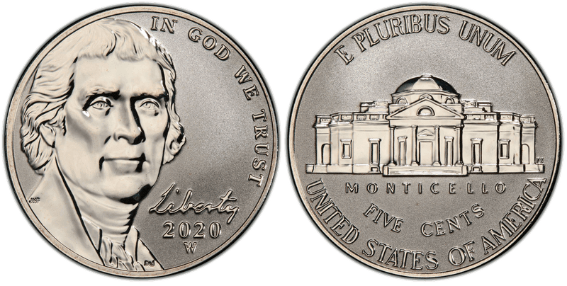 2020 (W) Proof Jefferson Nickel - Reverse Proof