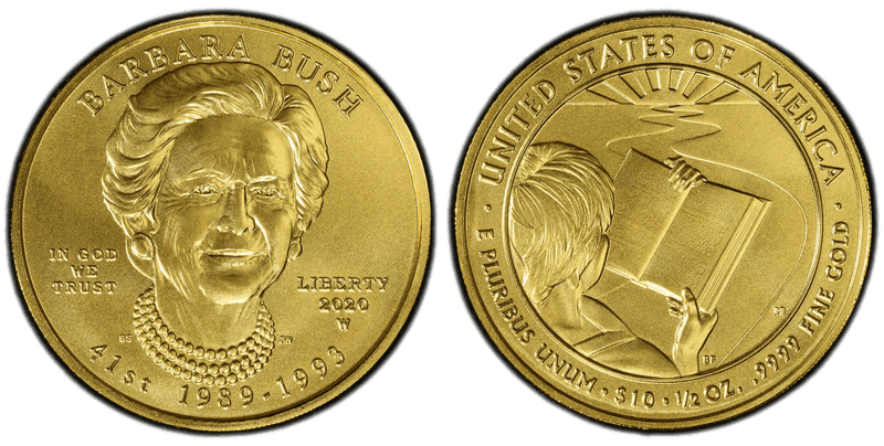2020 (W) Barbara Bush First Spouse Ten Dollar Gold