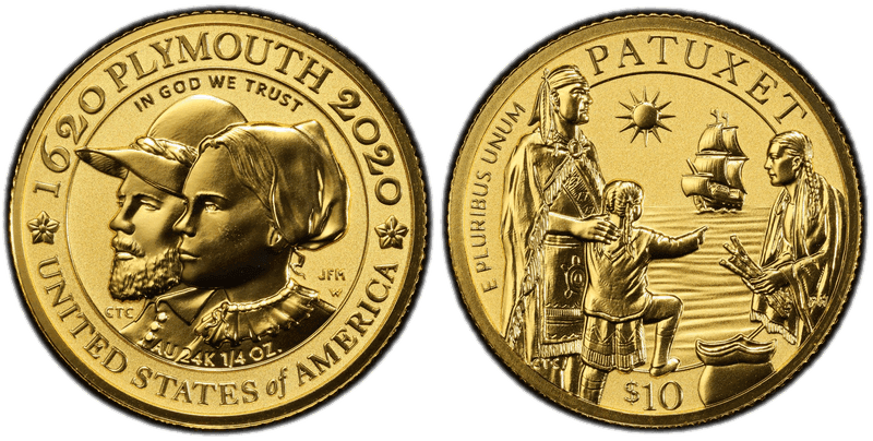 2020 (W) Reverse Proof Mayflower 400th Anniversary Ten Dollar Gold