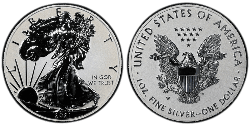 2021 (W) Reverse Proof Silver Eagle - Heraldic Eagle