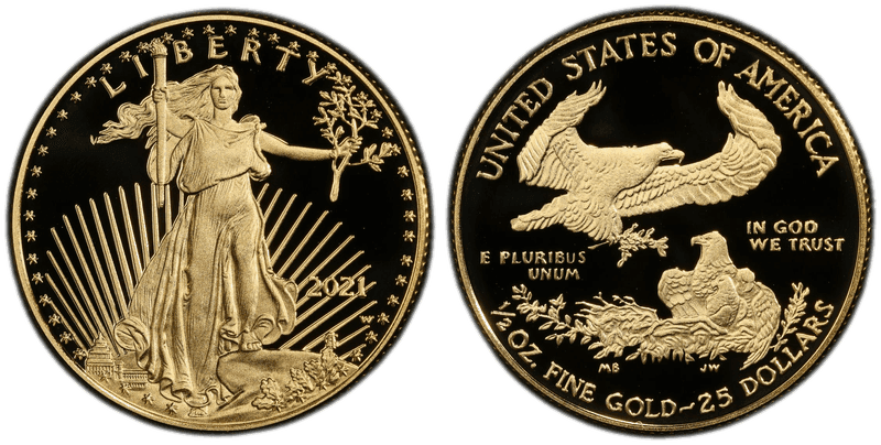 2021 (W) Proof American Eagle Twenty Five Dollar Gold - Type 1
