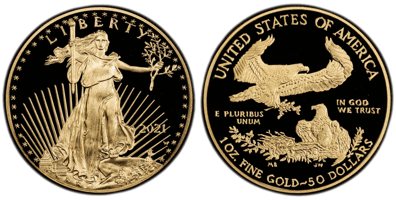2021 (W) Proof American Eagle Fifty Dollar Gold - Type 1