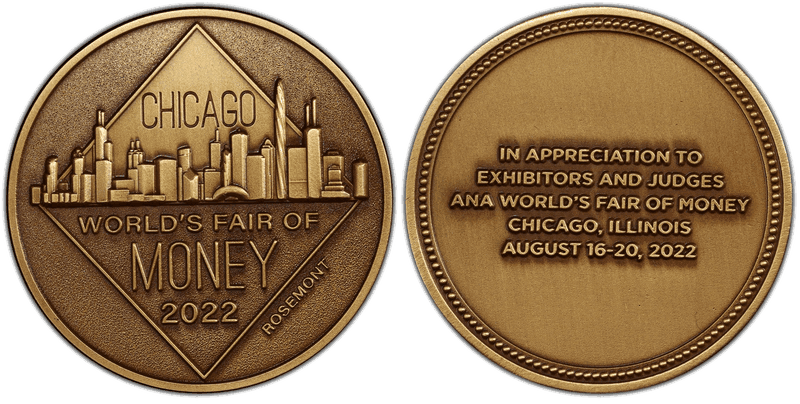 2022 Medal ANA World's Fair of Money Chicago Brass 38mm