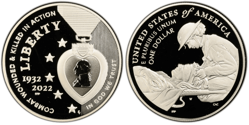 2022 (W) Proof National Purple Heart Hall of Honor Commemorative Dollar