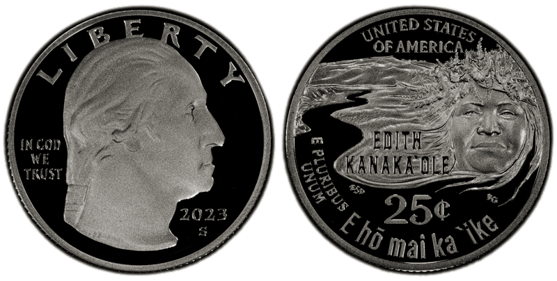 2023 (S) Proof Edith Kanaka'ole Silver Quarter