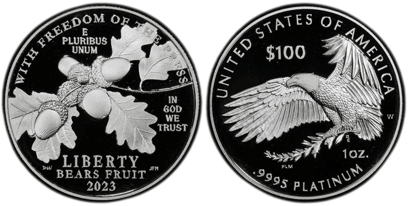 2023 (W) Proof American Eagle One Hundred Dollar Platinum - Freedom of the Press
