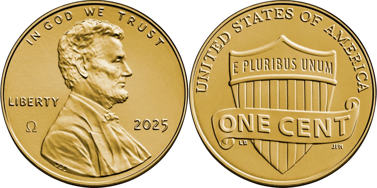 2025 (P) Lincoln Shield Cent - 24 Karat Gold Omega Privy