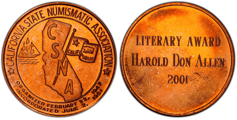 No Date Bronze Medal C.S.N.A. Award