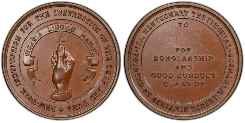 No Date Bronze Medal NY Institute For The Deaf Award