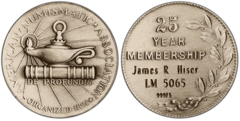 No Date Silver Medal A.N.A. 25 Year Membership 24mm