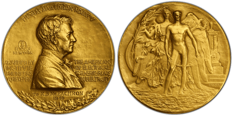 No Date Gold Medal A.I.E.E. Award Medallic Art Co. NY