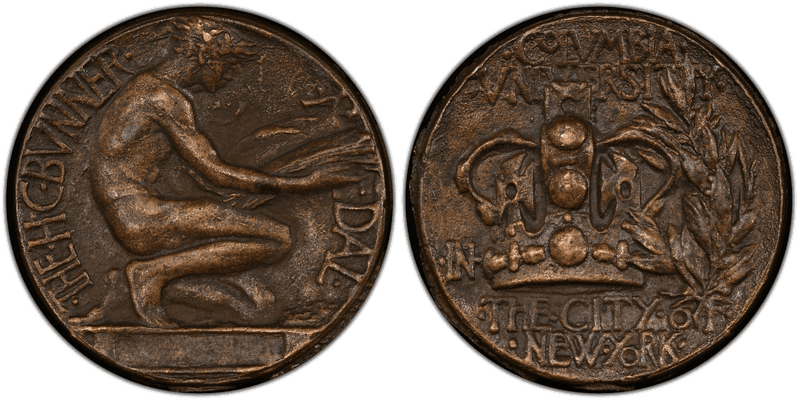 No Date Medal Columbia Univ. H.C. Bunner Award Unfinished Bronze 38mm