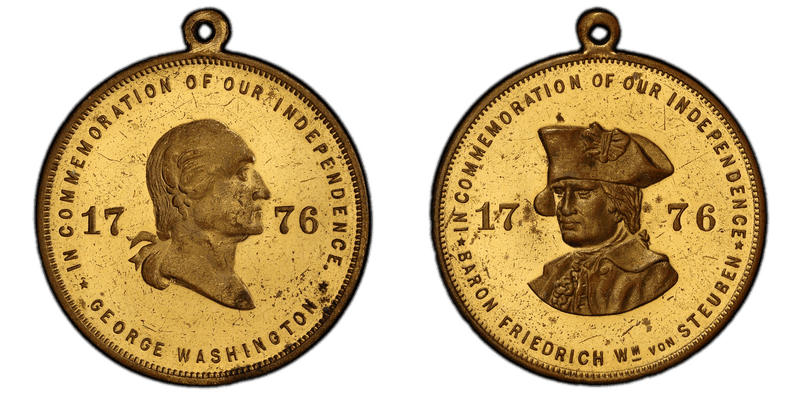 No Date Medal GW-Unlisted Brass 32mm Washington-Steuben