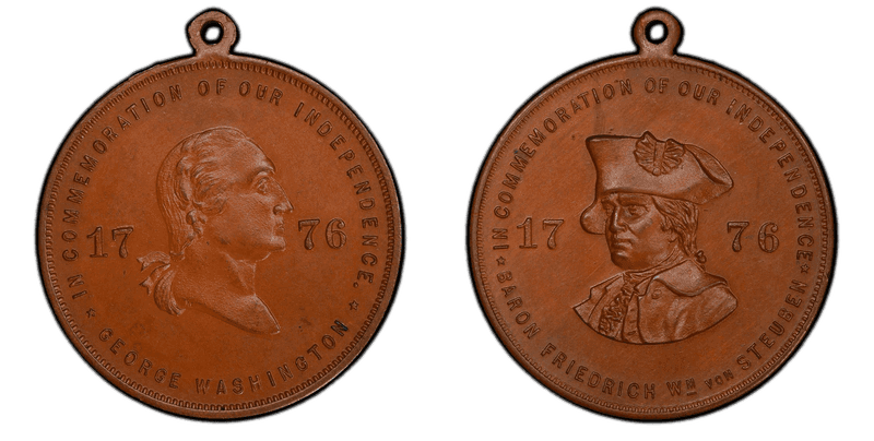 No Date Medal GW-Unlisted Bronzed Copper 32mm Washington-Steuben